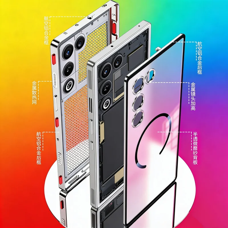 

Magnetic Case For Redmagic 11 Air Case Aluminium Alloy Metal Frame Matte Transparent Acrylic Cover For Nubia Red Magic 11 Air