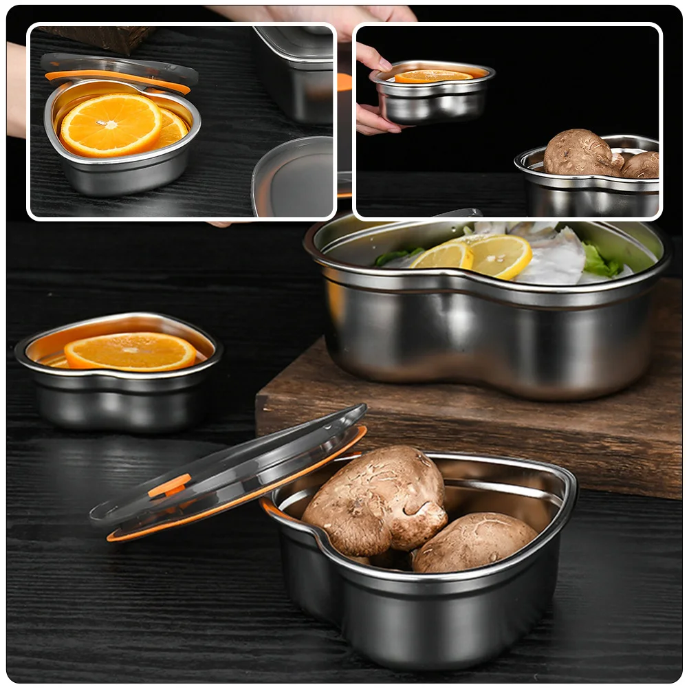 

1pc Stainless Steel Food Container Refrigerator Storage Fresh Keeping Lunch Container Portable Kitchen Vegetable
