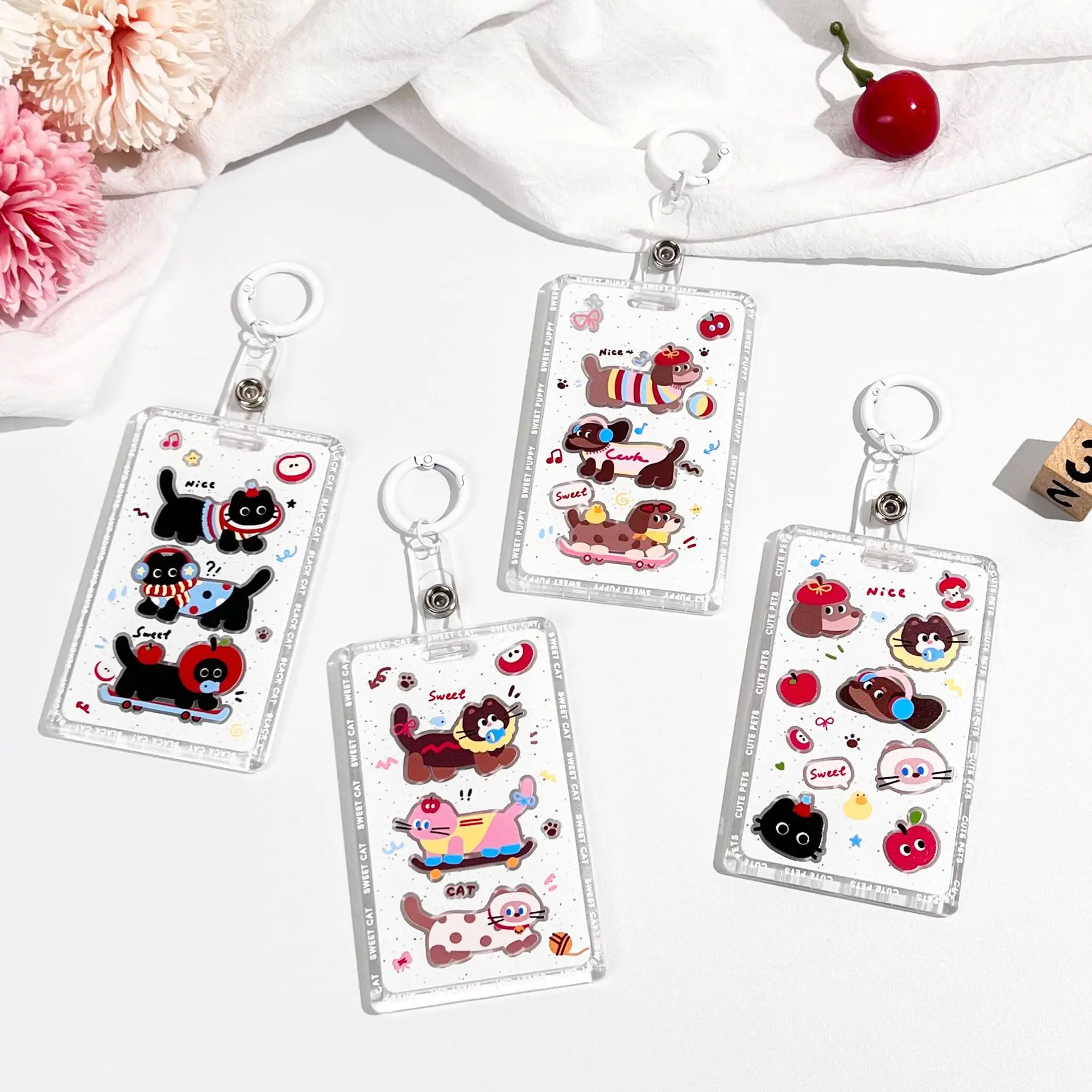 1Pc Cartoon Animal Badge Holder Cute Children Kids Girls Staff Nurse Working Permit Case Pass Business Credit Card Holder Cover