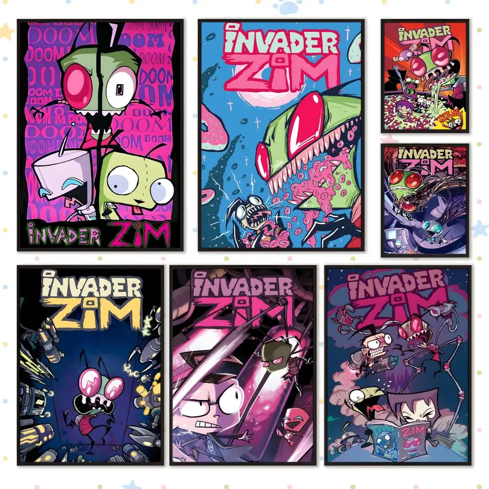 Film Series Movie Drama Invader Zim Poster HD Waterproof PP Self Adhesive Aesthetic Bedroom Dorm Gaming Room Home Decor Gift