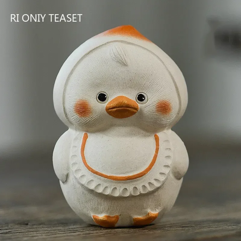 Chinese Yixing Purple Clay Tea Pet Creative Handmade Duck Statue Ornaments Tea Figurine Desktop Decors Zisha Tea Set Decoration