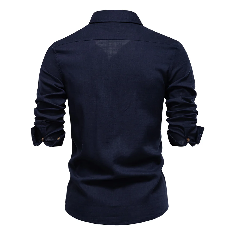 AIOPESON Spring Men's Long-Sleeve Pure Color Linen Shirt For Casual Comfort And Style Breathable Male Shirts