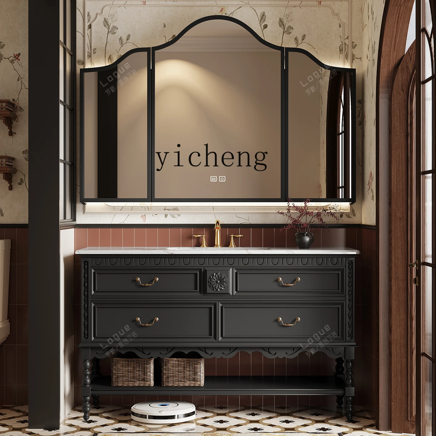 

LX Oak Floor-standing Bathroom Cabinet Set Washroom Sink Cabinet