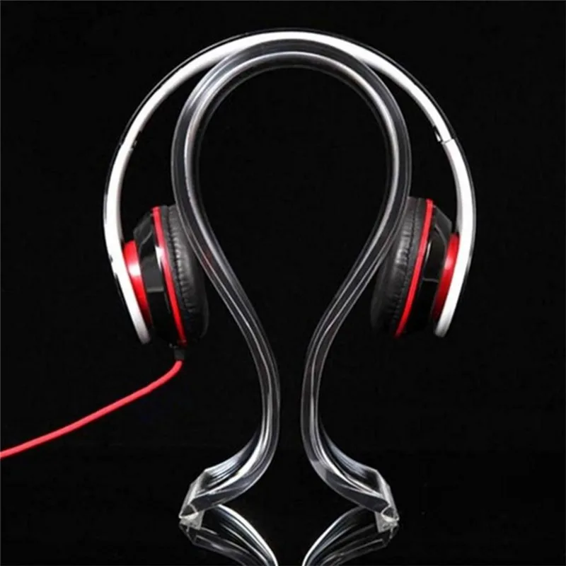 1pc Universal Acrylic Headphone Headset Display Stand Rack Hanger Holder Clear  Earphone desk Shelf Bracket