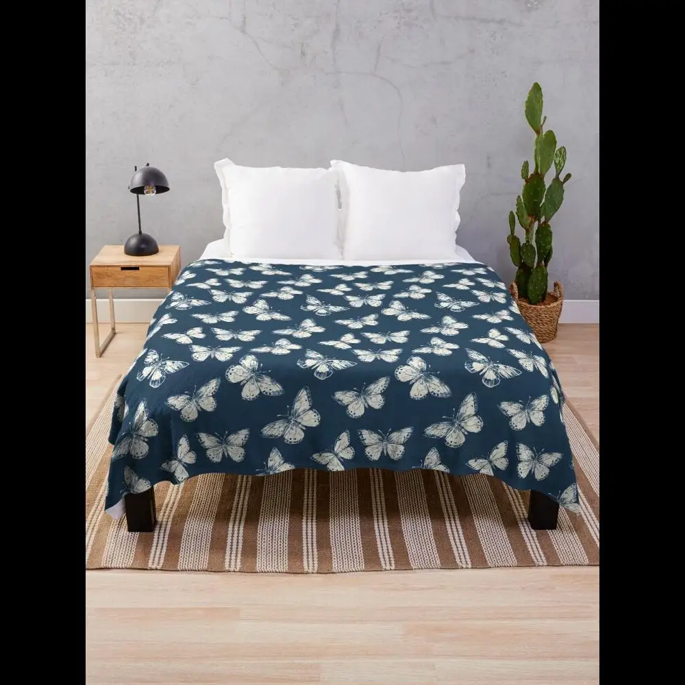 

Chic ScreenPrinted White Butterflies Throw Blanket for Cozy Living Spaces