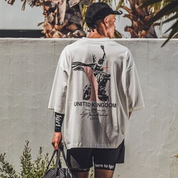 STATUE Y EXTRA BIG T-SHIRT Cotton Sport Men T Shirts Gym Fitness Male Training Bodybuilding Tee Tops Summer Crossfit Clothing