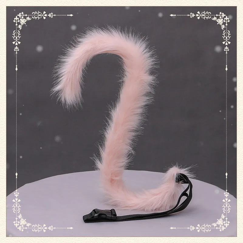 80cm Long Plush Cat Tail Cosplay Costume Accessories JK Girl Lolita Furry Animal Tail Fursuit Party Halloween Cosplay Props