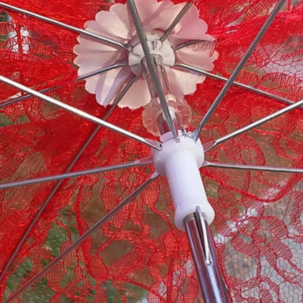 Colorful Bridal Umbrellas Ruffles Trim Romantic Floral Lace Umbrella Props Accessories Parasol Decoration