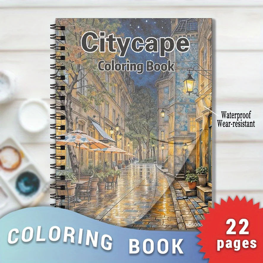 Adult Citycape Coloring Book - 8.3×11.2 Inches, 22 Pages. Vivid Urban Art. Ideal Holiday Gift for Family, City & Art Enthusiasts