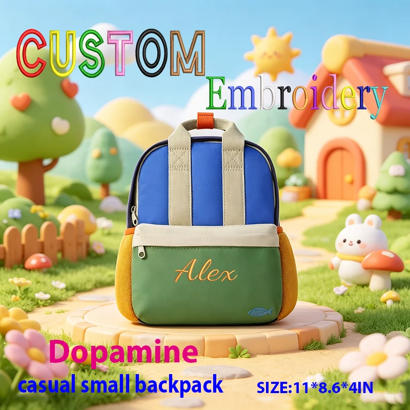 Customised Embroidery/Standard Style 2 Options，Dopamine backpack, cartoon casual bag, back-to-school season, gift!