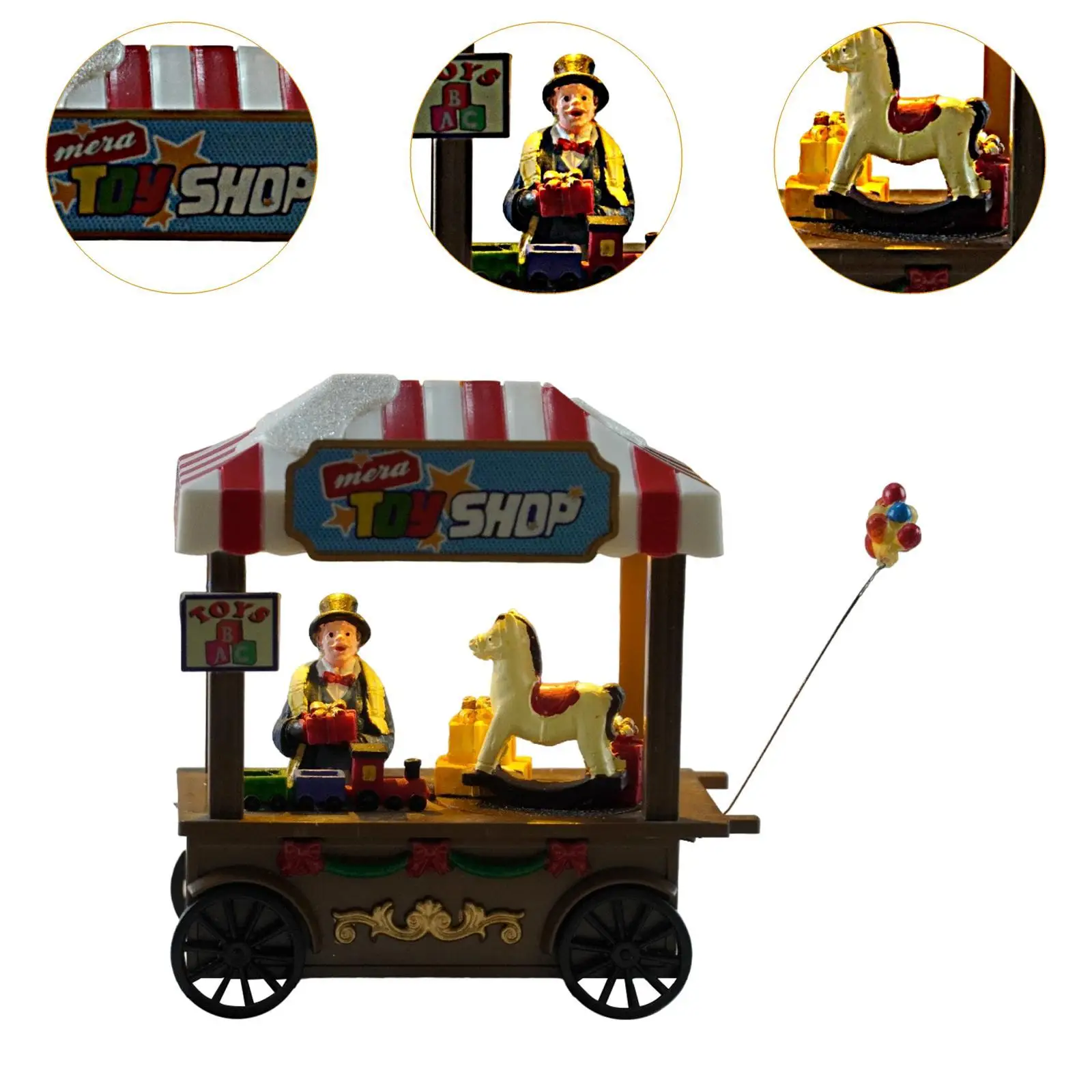 مشهد عيد الميلاد مشهد بيت الثلج الديكور متوهجة مصغرة الراتنج زخرفة لعبة متجر