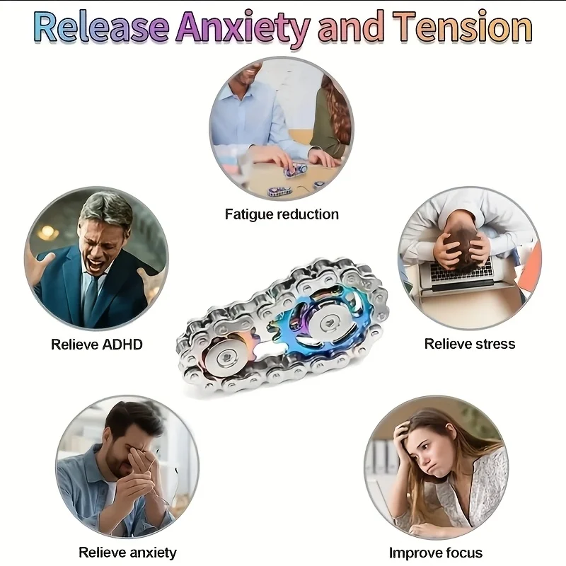 Metalen Vingertop Gyro Tandwiel Vliegwiel Fidget Spinner Antistress Angst Fietsketting Stress Angst ADHD Relief Fidgets Speelgoed