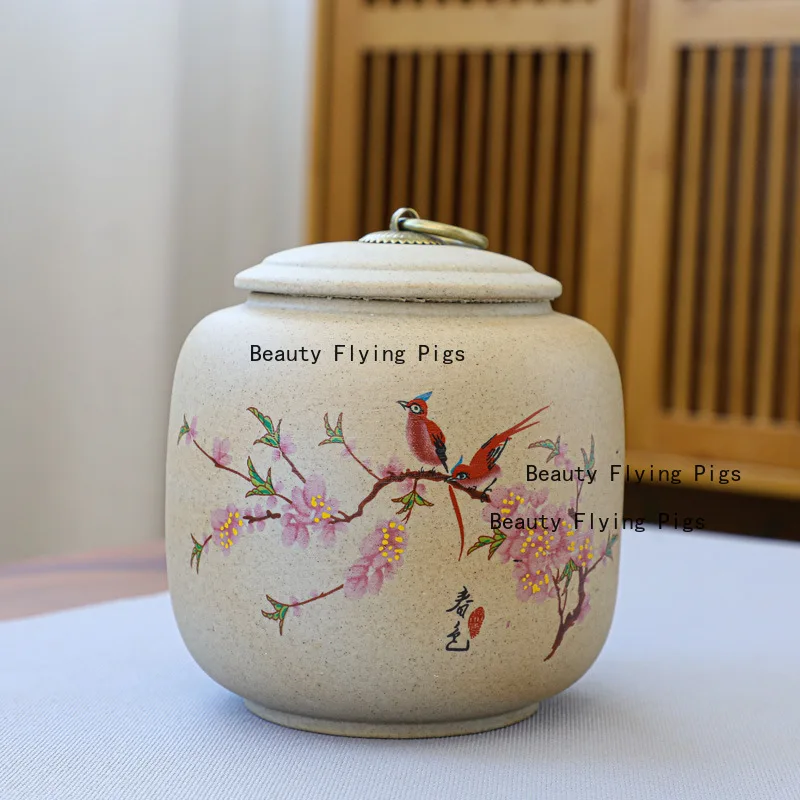 1pc Japanese Ceramic Tea Jar Sealed Jar with Moisture-proof Cover Green Tea Can Tea Ceremony Accessories Lipstick Jar with Lid