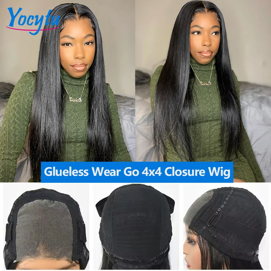 26 28 inch Glueless Wig Human Hair Ready To Wear Straight Human Hair Lace Frontal Wig Wear And Go Glueless Human Hair Wigs