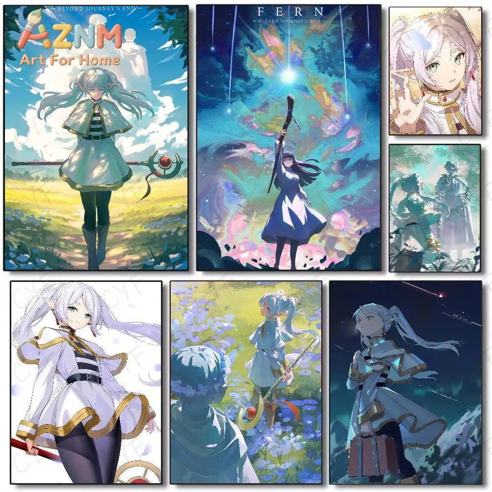 Póster de dibujos animados de Anime F-Frieren Beyond Journeys End-MT, póster artístico con impresiones, decoración para el hogar, dormitorio, sala de estar, regalo