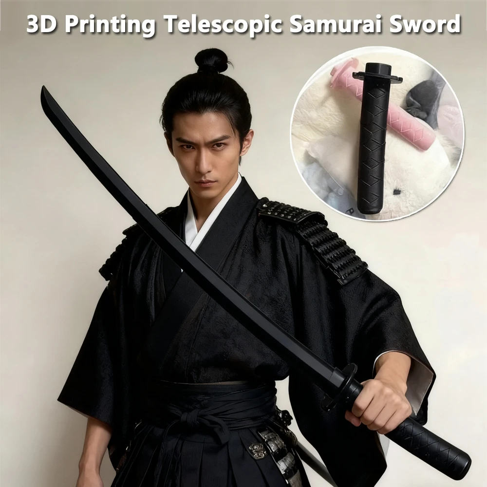 3D Printing Samurai Sword Toy Katana Sword Gravity Knife Retractable Cos Props Decompression Toys Birthday Gifts For Friends