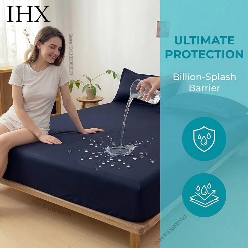 IHX Waterproof Mattress Protector, Breathable Mattress Topper, Bed Smooth Jersey Mattress Cover Fully Fitted Sheet Custom Size