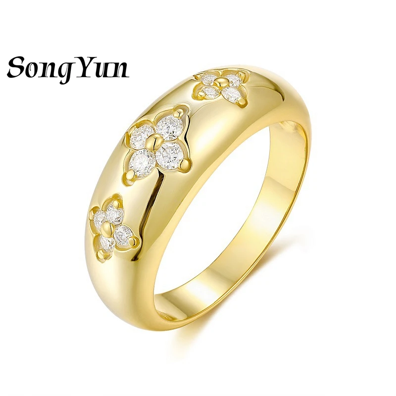 

SongYun Designer Jewelry 925 Silver Ring D Color Moissanite Diamond Wedding Rings Casual for Girlfriend Rhodium GRA Certificate