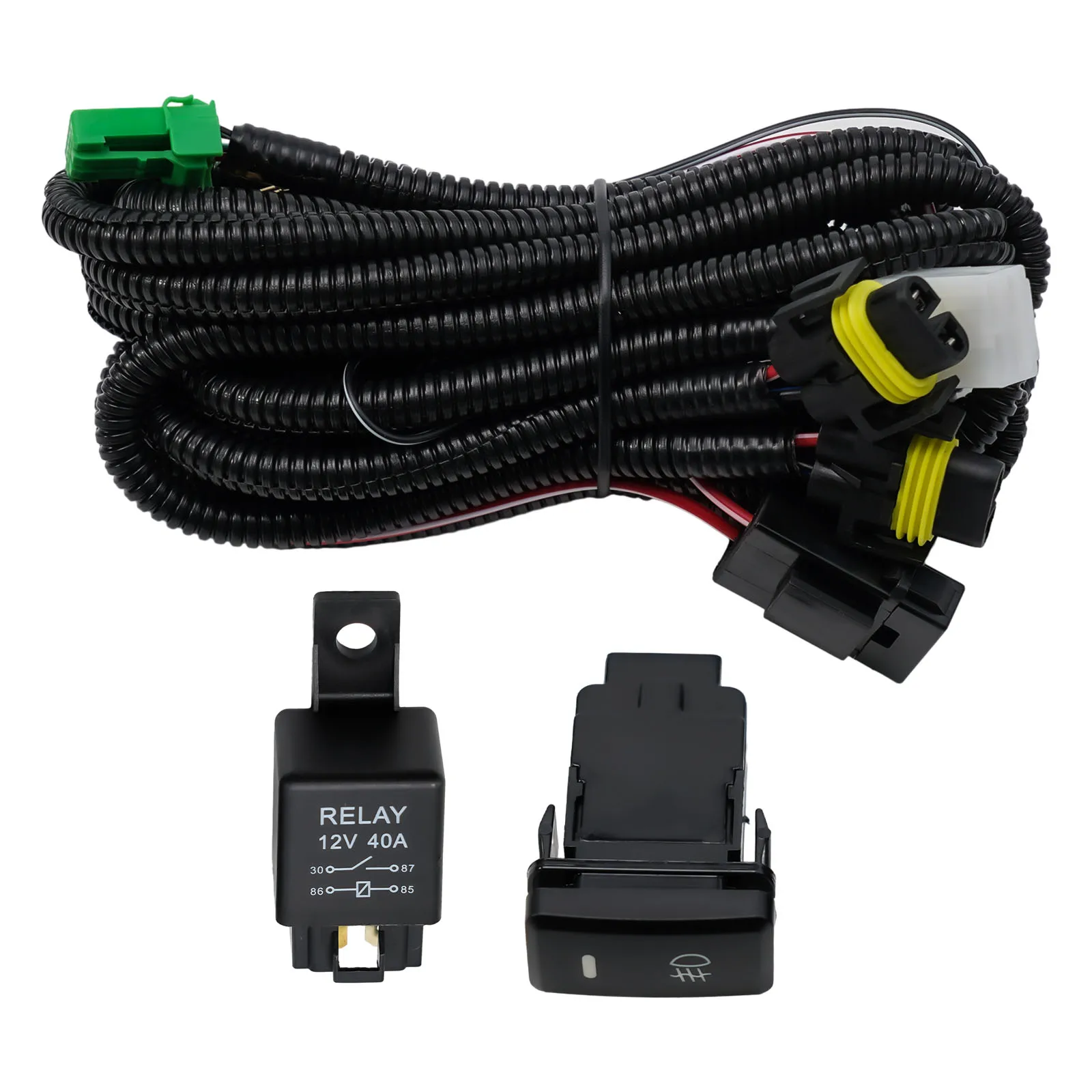 Push Button ON OFF Switch Relay Wiring Harness for Toyota For Tacoma For Tundra H8 H11 LED Fog Light Front Placement