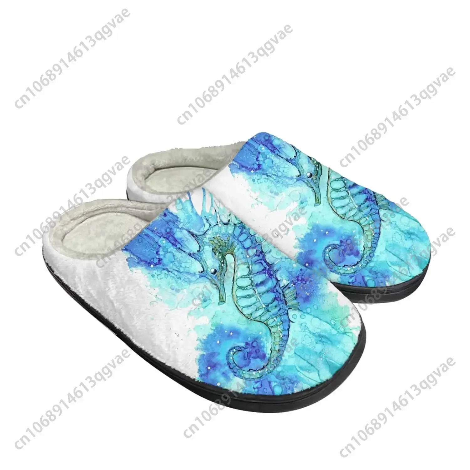 Seahorse Ocean Series Home Cotton Slippers Mens Womens Plush Bedroom Casual Keep Warm Shoes Thermal Indoor Slipper Custom Shoe