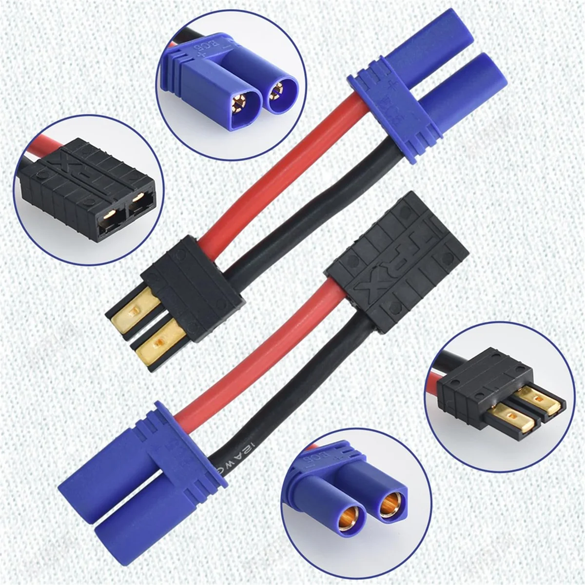 

Адаптер разъема батареи ABJT RC LiPo, совместимый с вилкой аккумулятора TRX/Traxxas Lipo к EC5 «папа-мама» на зарядном устройстве ESC