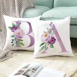 45x45cm Purple Letter Print Pillowcase Sofa Cushion Cover Office Simple  Decorative Pillow