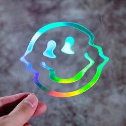 Smiling Face Electric Motorcycle Car Fuel Tank Stickers Cute Helmet Racing Scratches Decals DIY Auto Body Styling Decor 10x8.8CM