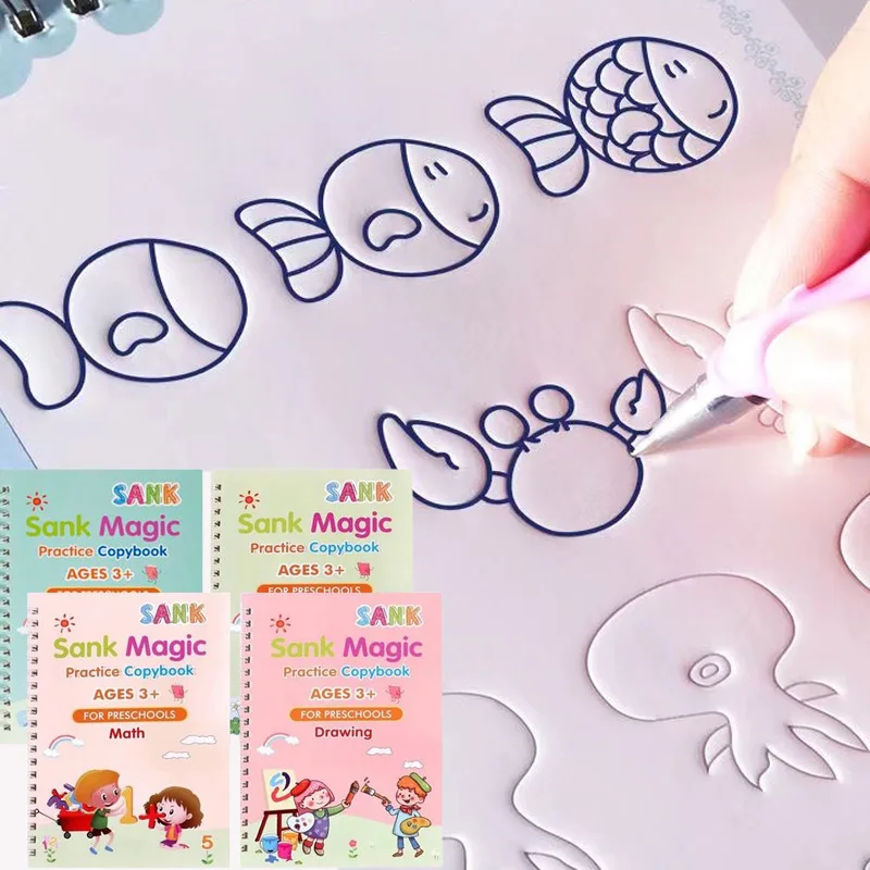 3D Groove SANK Montessori French English Reusable Copybook For Calligraphy Handwriting Copybook Writing Book Gifts Free Shipping