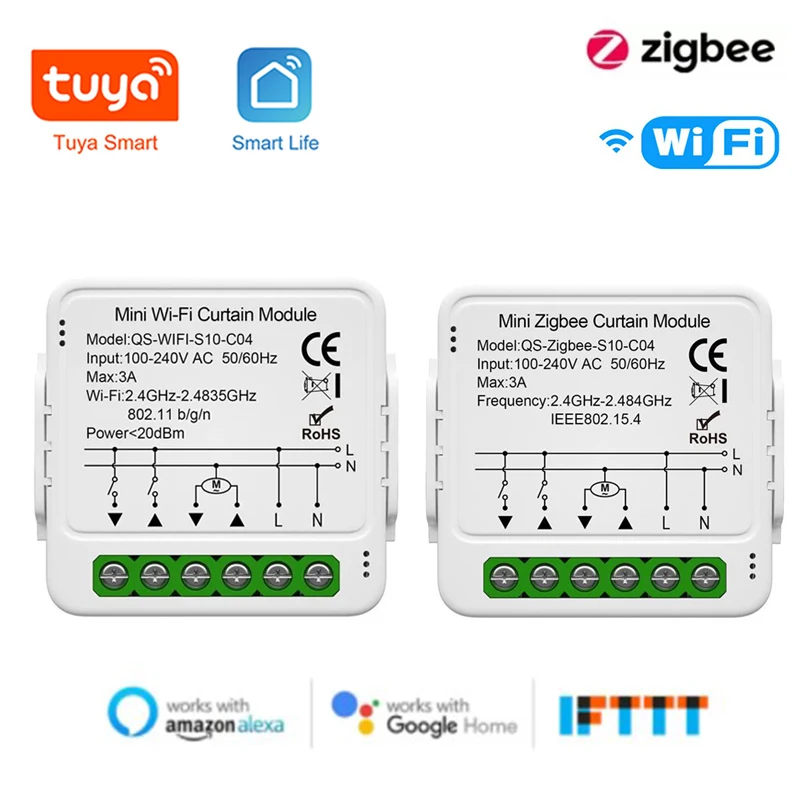 Tuya WiFi Zigbee Mini Curtain Switch For Roller Shutter Electric Motor Smartlife Control Remotely Works With Alexa Google Home