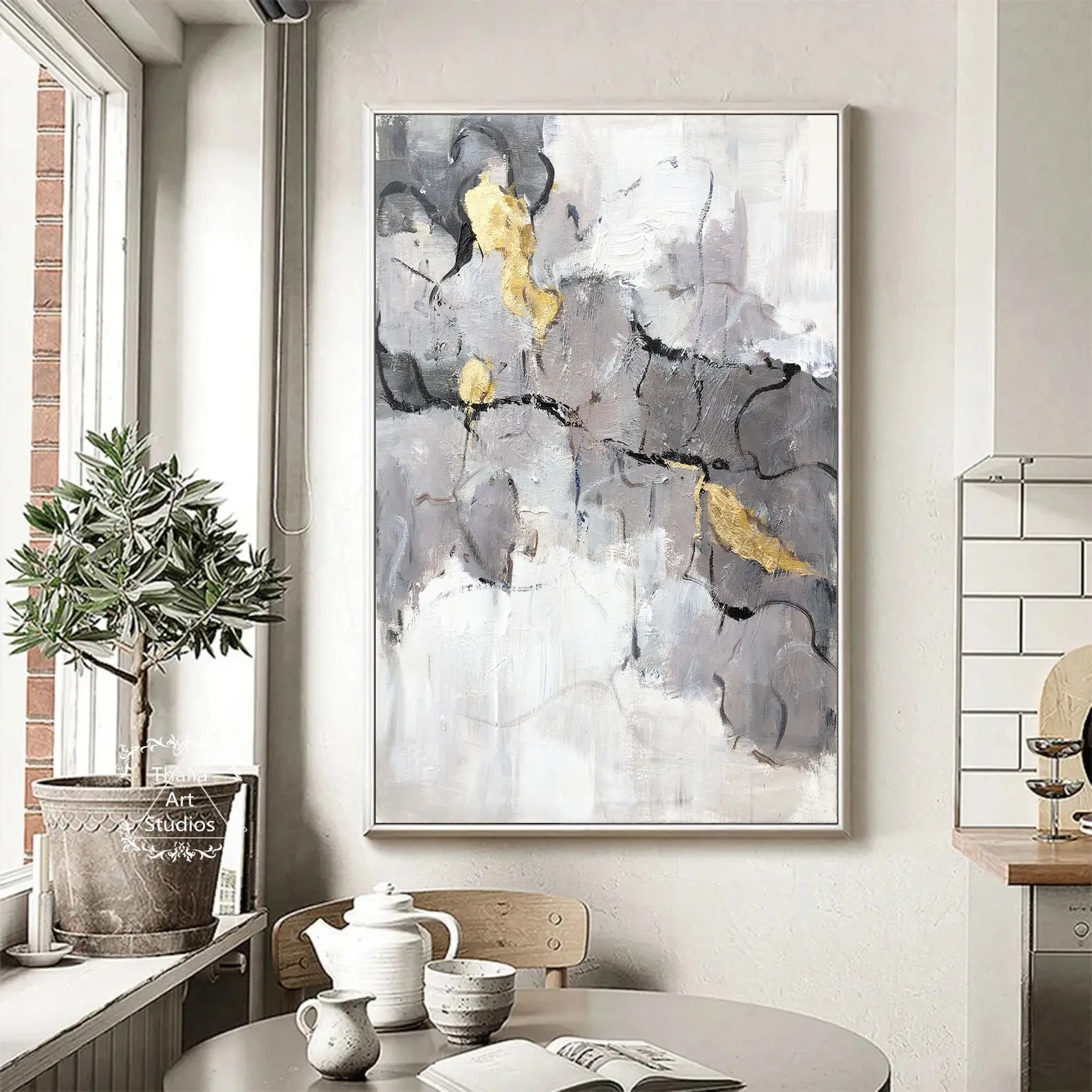 Mhemyo Gray Minimalist Abstract Hand Painted Oil Painting Layered Paint Large Gray And White Textured Wall Art Modern Home Decor