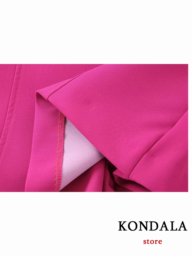 KONDALA Office Lady Rosered 2 Piece Blazer Women Suits V Neck Short Blazer Women+High Waist Shorts Skirt Female Fashion 2022 Set