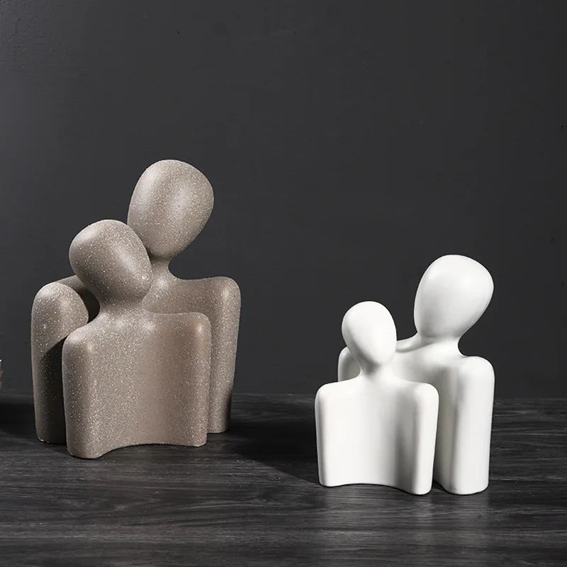 Couple Hugging Sculpture, Character Accessories, Matte Ceramic Artworks, Modern Home Decoration Crafts, Wedding Gifts