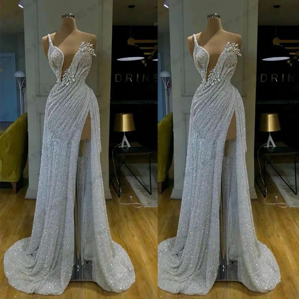 Vestidos de noite bonitos sexy para mulheres, ombro fora, sem mangas, fenda alta, simples, fofo, estilo princesa, baile de formatura, festa formal