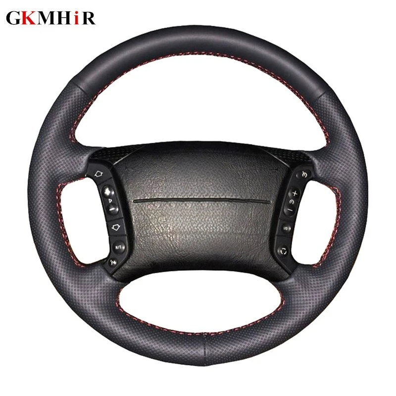 GKMHiR Black Hand-Stitched Artificial Leather DIY Car Steering Wheel Cover for BMW E46 318i 325i E39 X5 E53 Steering Wheel Cover