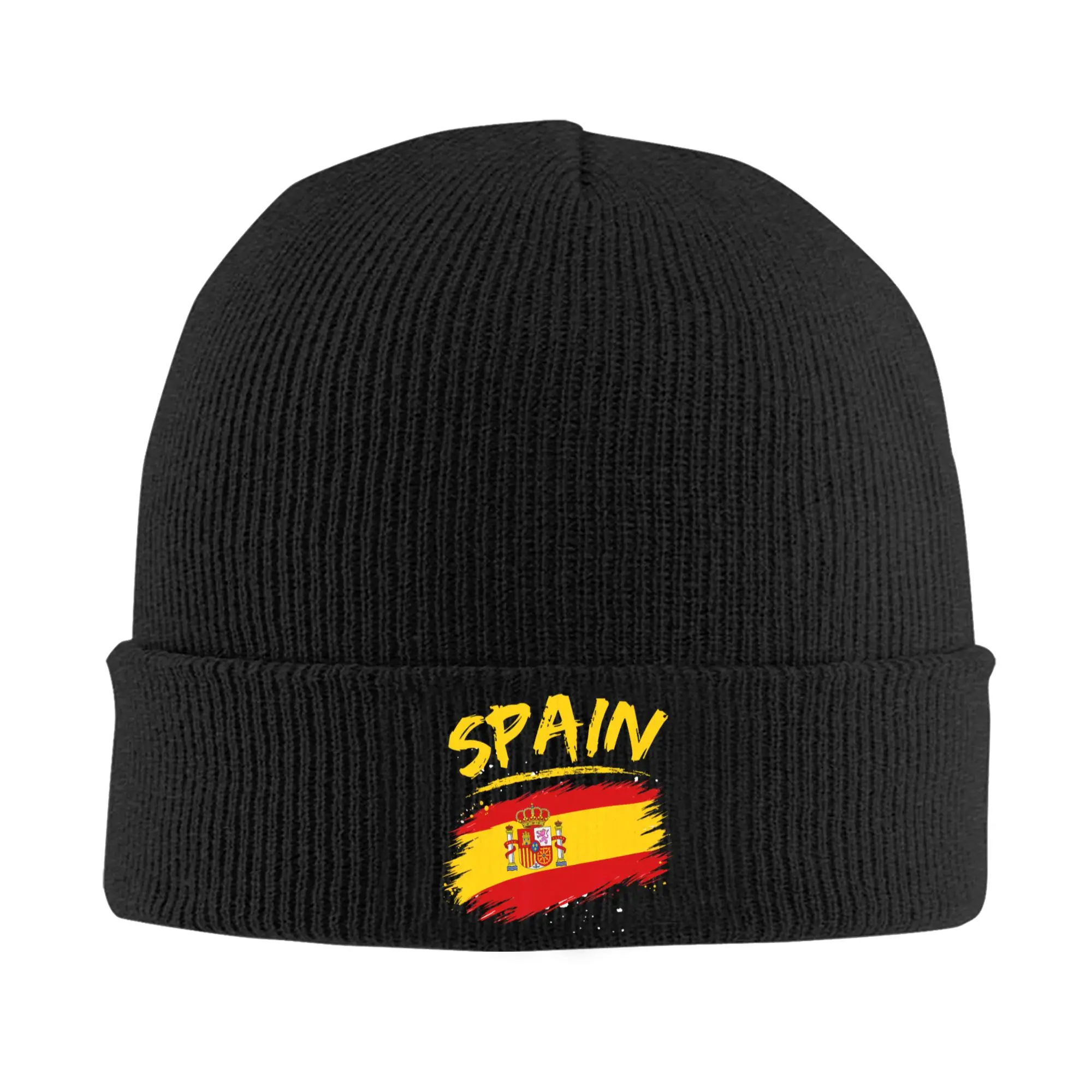 Espana with Spain Flag Hat Autumn Winter Skullies Beanies Warm  Cap Female Male Acrylic Bonnet