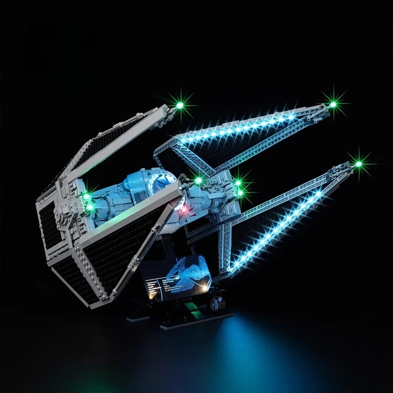 مجموعة إضاءة LED بدون نموذج مناسبة لـ LEGO Star War TIE Interceptor 75382 (باستثناء مكعبات البناء)
