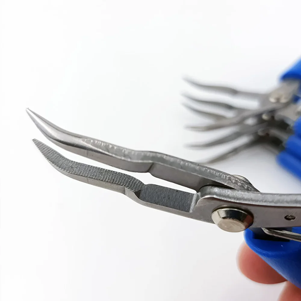 Gebogene Spitzzange Mini Gezahnte Zange für Schmuckherstellung Elektronik-Reparatur Handwerkzeuge – Detail 13