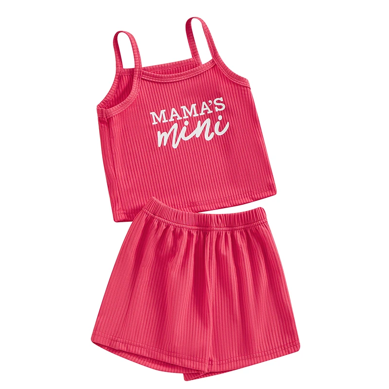 

Summer Outfit Kids Toddler Baby Girl Shorts Set Mamas Mini Letter Camisole Vest Tops Rib Shorts 2Pcs Clothes Set