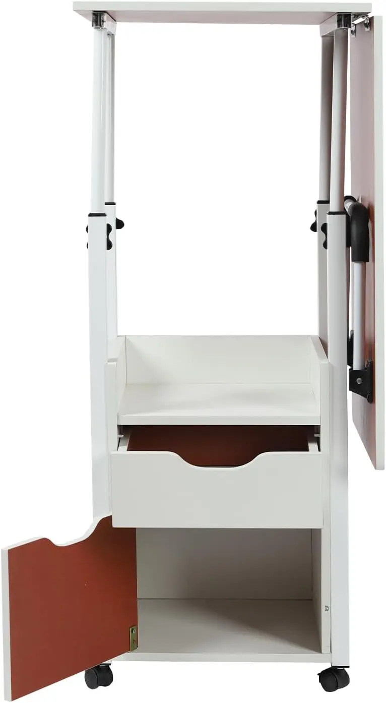 طاولة كمبيوتر محمول قابلة للتعديل بارتفاع فوق السرير مع عجلات ودرج قابلة للطي للمستشفى والمنزل والسرير واستخدام الأريكة وطاولة تناول الطعام المحمولة للعمل