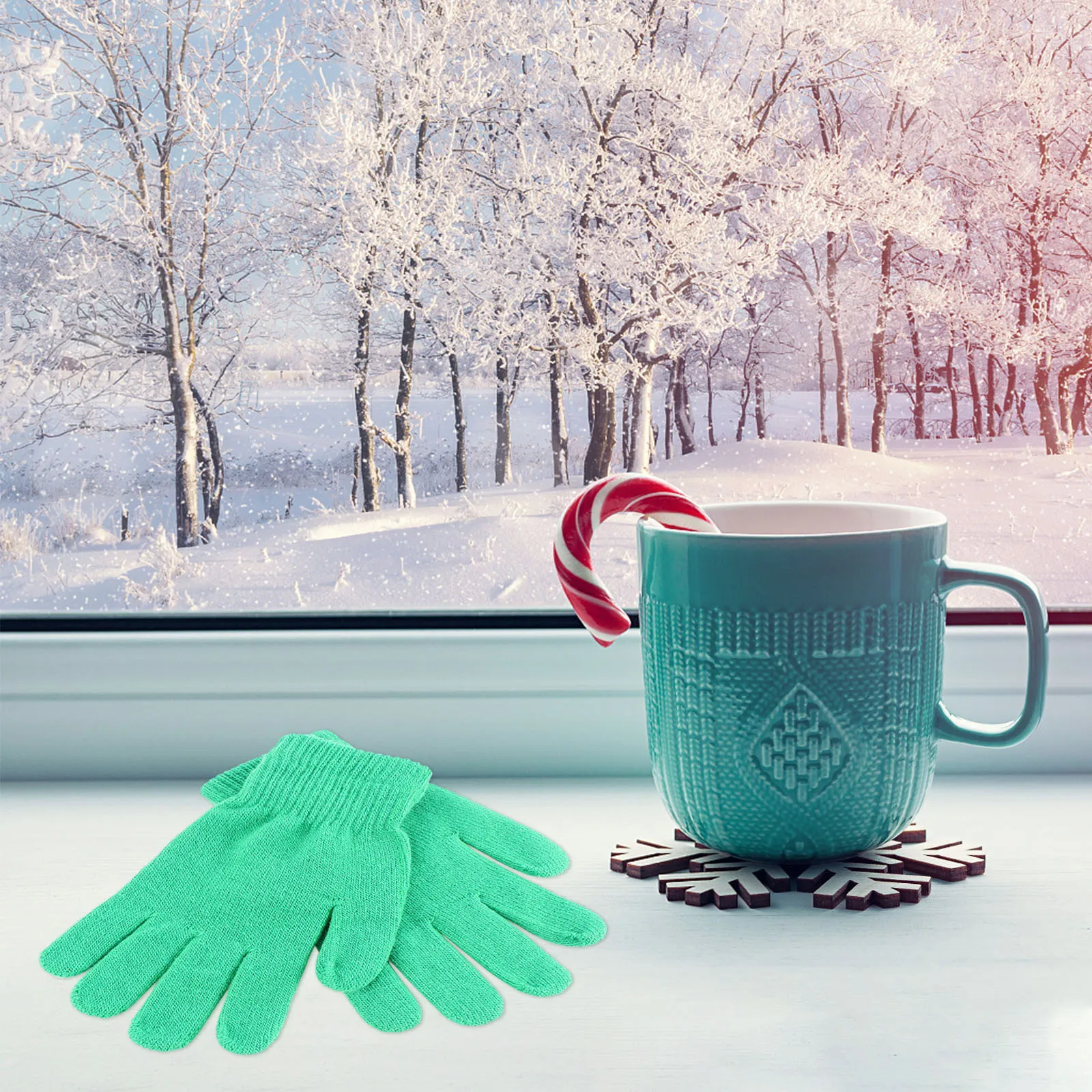 6pcs Solid Color Cycling Gloves Winter Knit Warm Screen Men Women Anti-Slip Driving Outdoor Sport Mittens