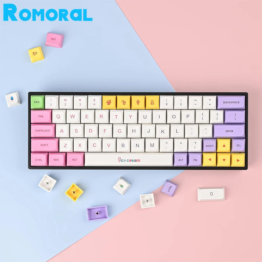 

Колпачки для ключей Romoral PBT XDA, 135 клавиш, персонализированные колпачки для ключей под заказ, термосублимационный процесс для переключателя Cherry/Gateron XM