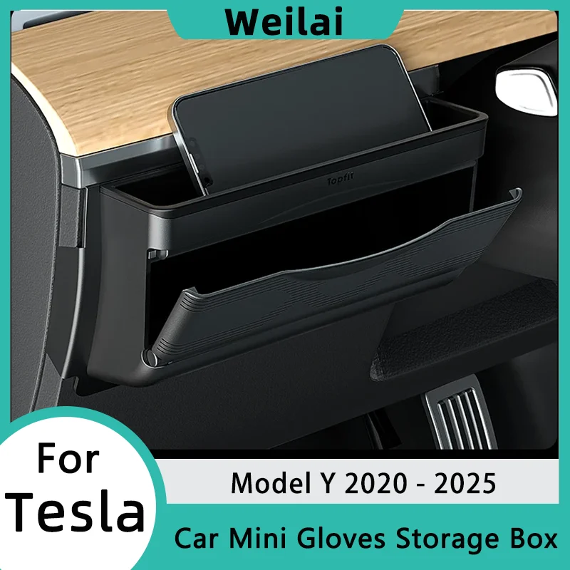 Steering Wheel Side Storage Box For Tesla Model Y Phone Sunglasses Card Key Mini Gloves Box Organizer Car Interior Accessories