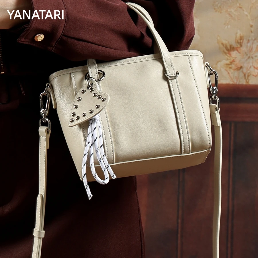 

YANATARI Luxury woman Shoulder bag soft leather crossbody fashion tote bag Fashionable Handbag summer mini bucket bag