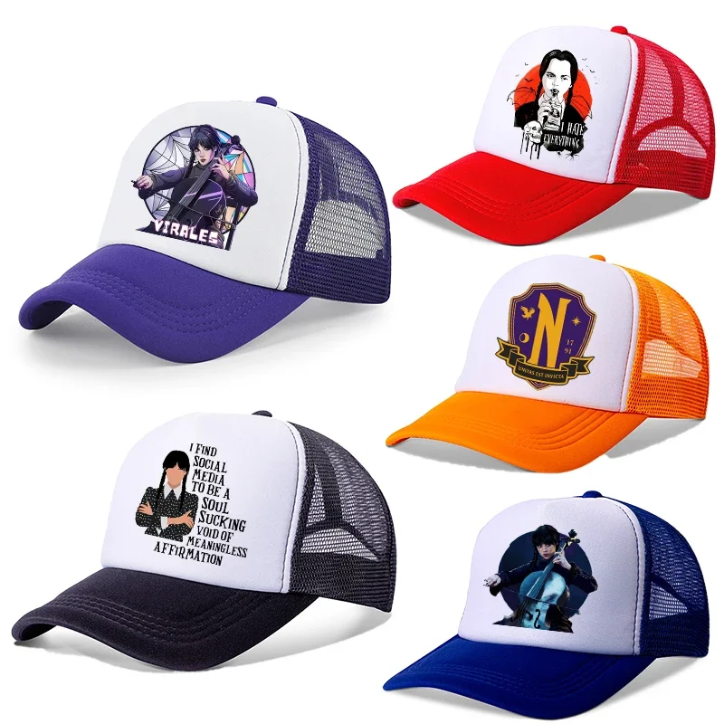 

Wednesdays Baseball Caps Boy Girl Kawaii Anime Peaked Cap Parent Child Cartoon SunHat Outdoor Travel Sunhat Clothing Accessories