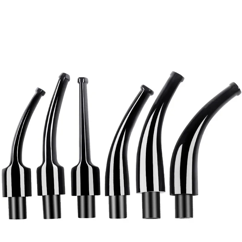 Black Acrylic Mouthpieces Pipe Stems Tobacco Pipe Stem for Smoking Tool Accessories Bent Taper 9mm Filter DIY Holder