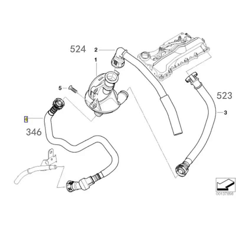 Crankcase Breather Hose 11157503524 For E46 318i E83 E87 120i E90 320i X3 E87 E46 E90 E83