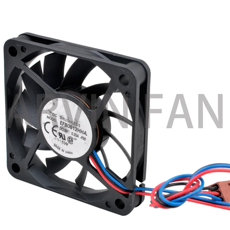 EFB0612HHA-F00 6cm 60mm Fan 60x60x10mm 6010 DC12V 0.25A 3 Lines High-volume Ultra-thin Cooling Fan For Chassis Power