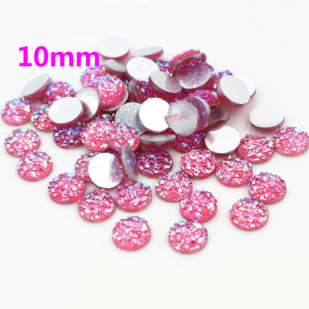 New Fashion 40pcs 10mm Mix Colors and Water Green AB Color Flat Back Resin Cabochons Cameo