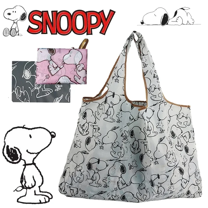 Snoopy Foldable Shopping Bag Big Size Thick Nylon Large Tote Reusable Waterproof Polyester Portable Shoulder Women\'s Handbags