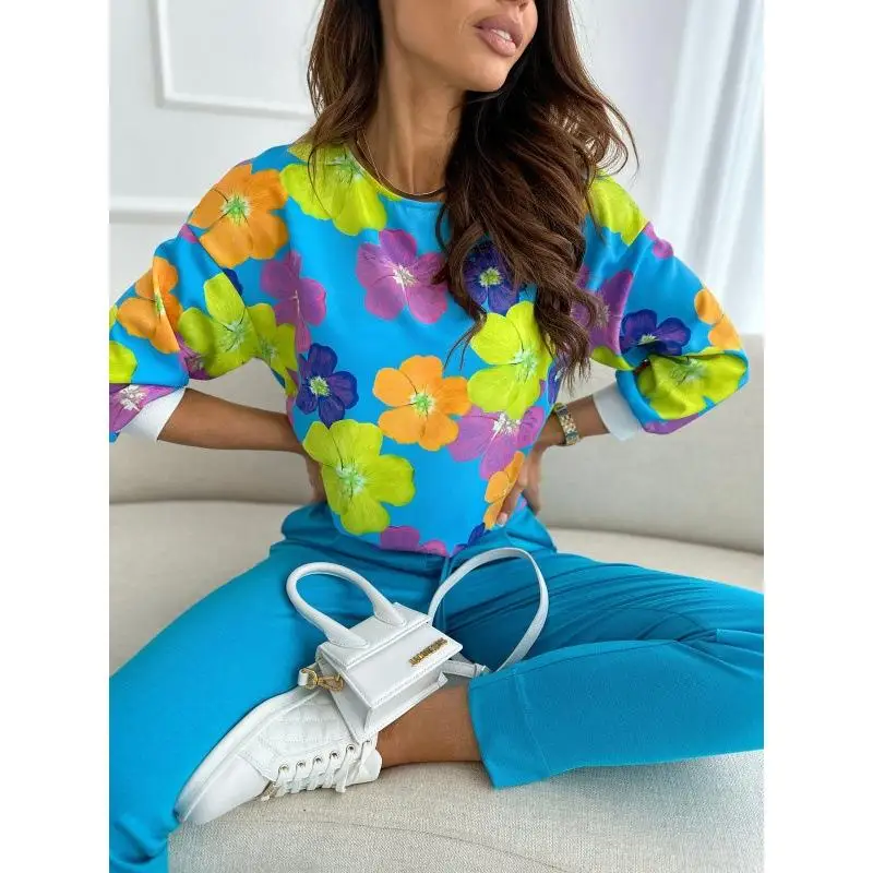 Faion Long Floral Print irt for Women Spring Casual Sle Ele Ladylike Design Comfortable Fit Ideal for Daywear